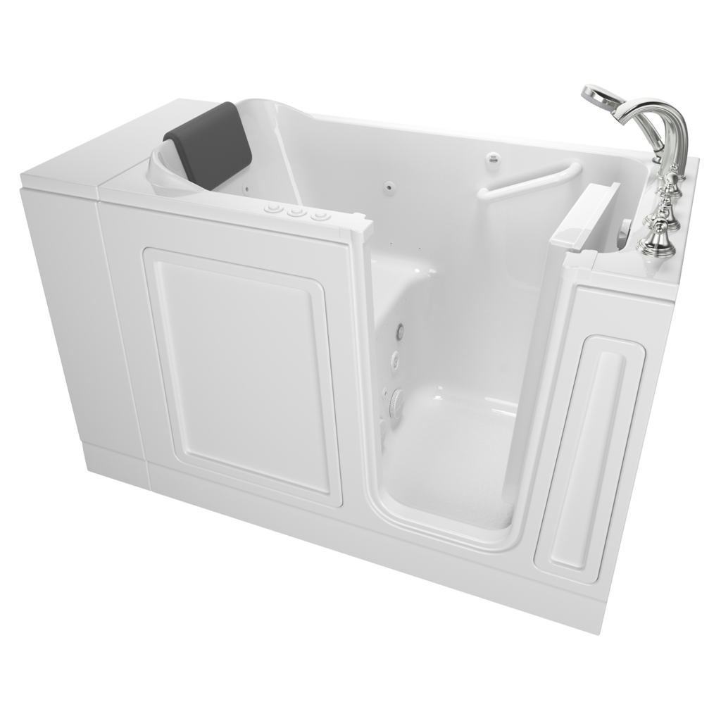 Baignoire à porte en acrylique de la série Luxury 28 x 48 pouces avec systèmes combinés de spa à air et à remous - Vidange à droite avec robinet